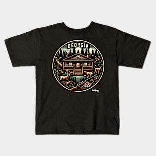 Georgia Wilderness: Forest Rhythms & Rustic Echoes - American Vintage Retro style USA State Kids T-Shirt